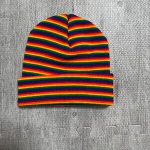 Urban Outfitters Rainbow Stripe Knit Beanie Hat Unisex OSFM